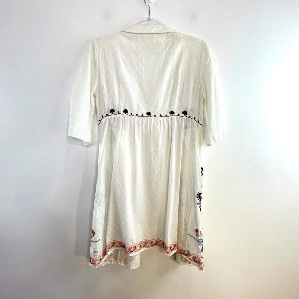 Chaqueta Top Ligera Odd Molly Talla 8 10 S 1 Blanco Algodón Cuentas Foto 2 de 4