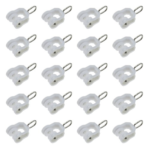 20 Pcs Shower Curtains Hooks Track Gliders Pulley White Rollers eBay