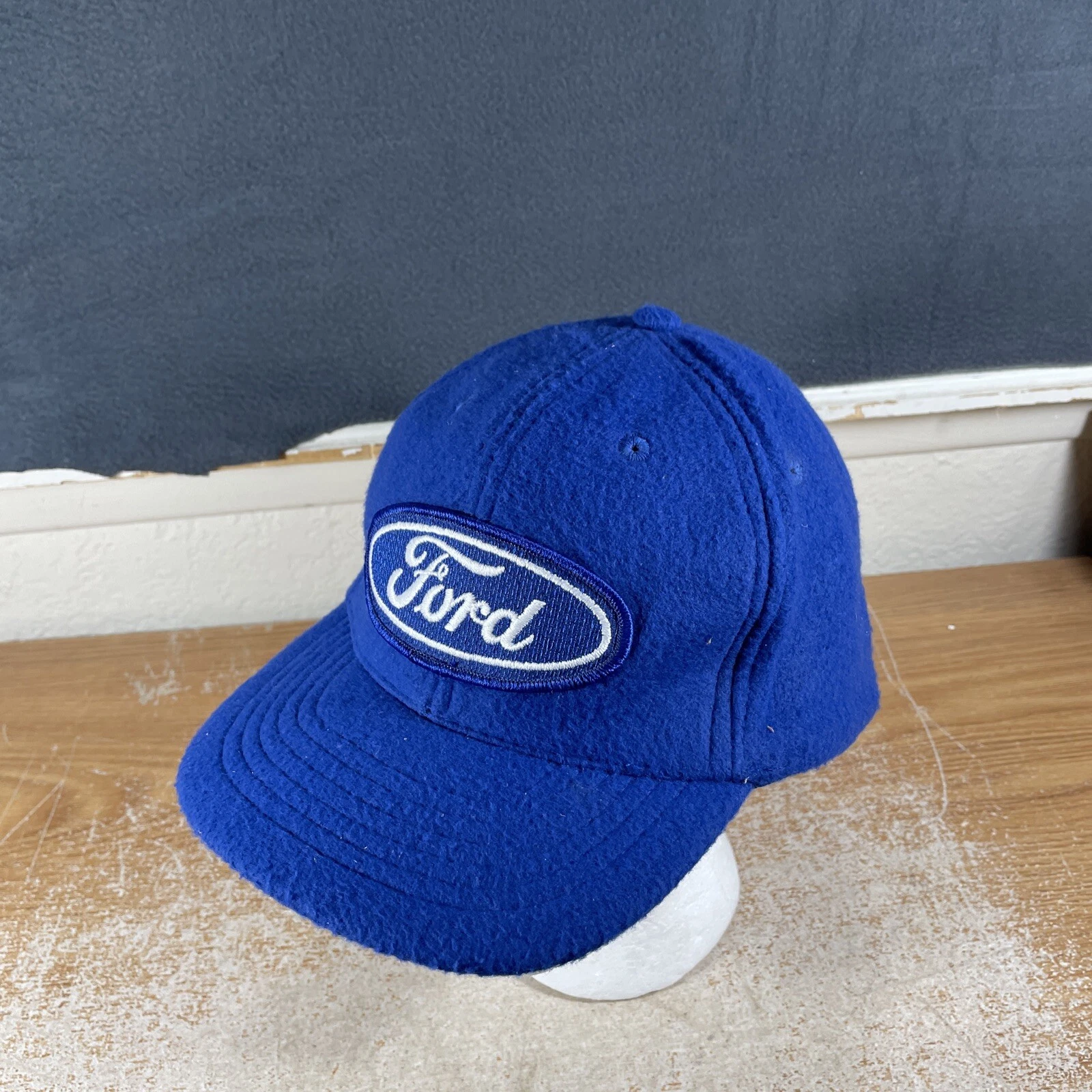 Vintage Super Fleece Ford Hat Blue Rare Zip Adjustable