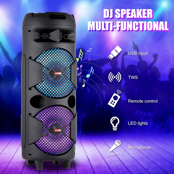 Alternate view of 6000w Portable Bluetooth Party Speaker Sub Woofer Heavy Bass Sound System Mic
