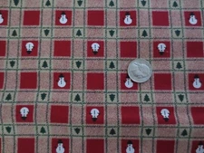 4349.  Fabric Traditions SNOWMAN PLAID Craft COTTON FABRIC - 44-1/2" x  1 yd.