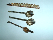 4 Vintage Amber Crystal Bobby Pins