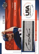 2004 USA Baseball 25th Anniv. Signatures Black Ink Autograph Cory Vance/360 AUTO