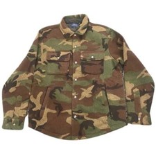 Ralph Lauren Polo Camo Snap Button Jacket Fleece Coat in Green, Size M