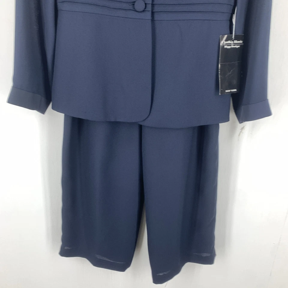 Vtg Cynthia Howie 10 Pant Suit Professional Office Cottage Core Minimal Blue NEW - Image 2 of 4