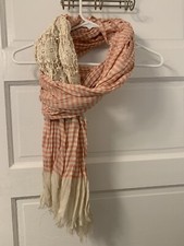 Matilda Jane Womens Pink Striped Lace Scarf