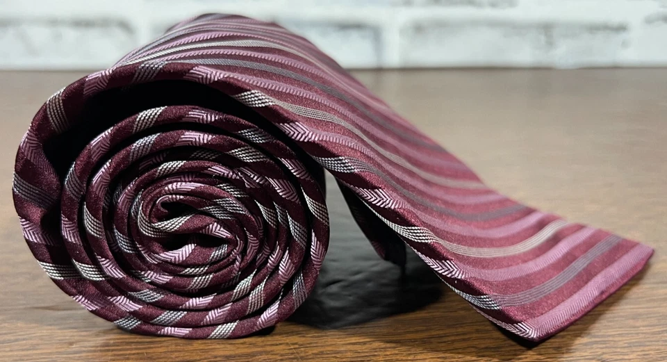 Apt. 9 Дизайнерский галстук - 100% шелк - сделано в США - розовые полоски - Изображение 3 из 4