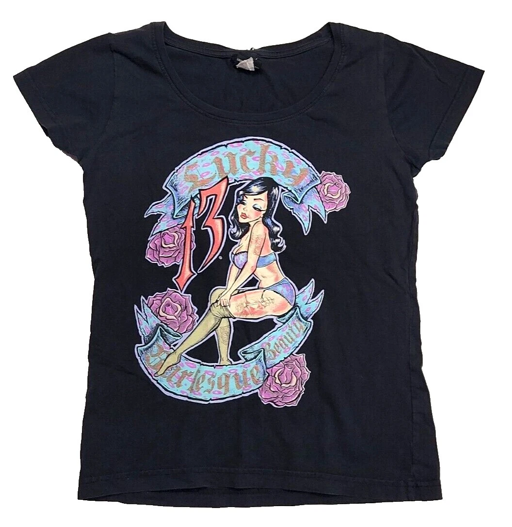 Lucky 13 Algodón Camiseta Tops Para Mujer