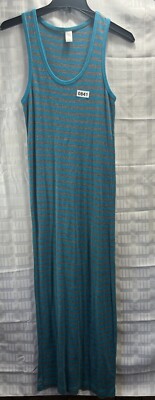 West Loop Women s Striped Long Dress Size S Color Blue Gray
