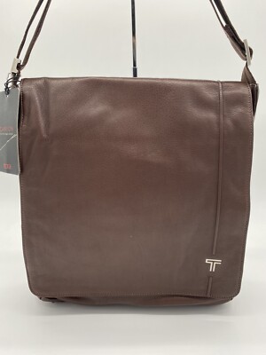 Tumi Canyon Vertical Messenger Bag Brown Leather12  x 11.5  x 3.25 