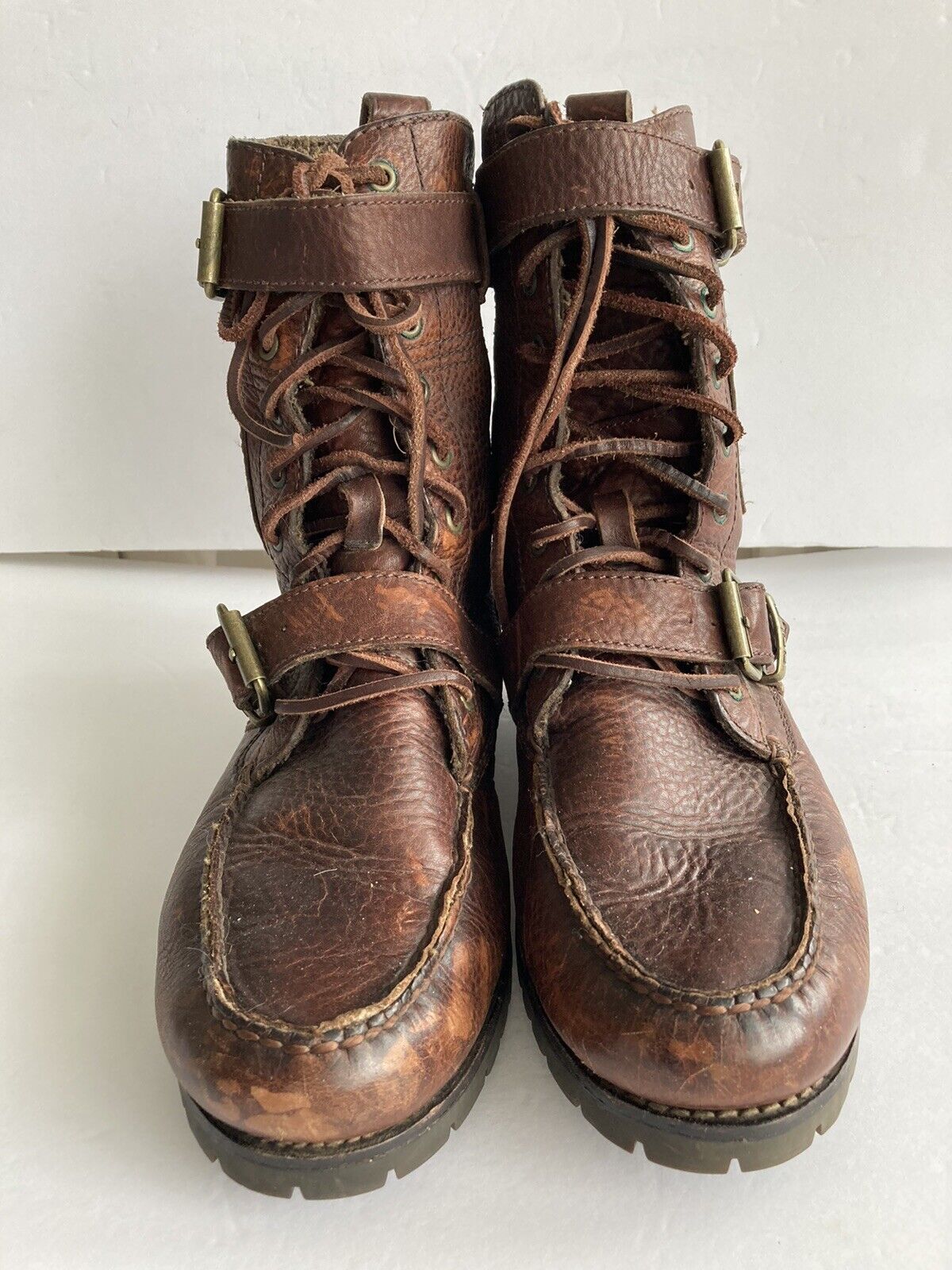 Mens RALPH LAUREN Polo Brown Distressed LEATHER RADBOURNE Boots 8D