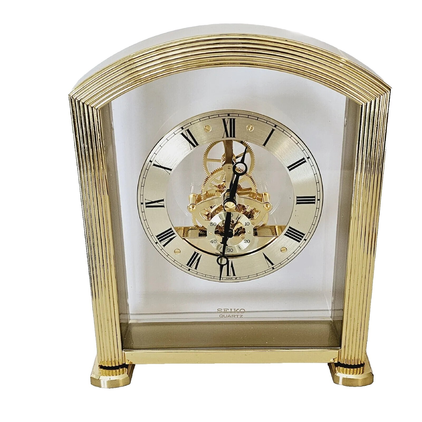 Pendule en laiton squelette, mouvement d'horloge