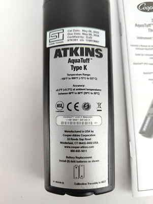 Cooper-Atkins AquaTuff 351 Type K Waterproof Thermometer 35100-K