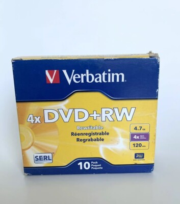 Verbatim DVD+RW Discs 4.7GB 4x w/Slim Jewel Cases 10/Pack Rewritable 94839