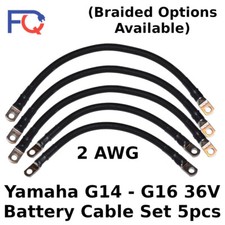 2 AWG Yamaha G14/G16 36V 5pcs Set Braided Golf Cart Battery Cable Made in USA