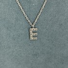 925 Sterling Silver Necklace Crystal Glass E Initial Simple Dainty 17" Long