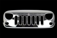 Chrome Angry Skull Style Front Replacement Grille Fit For 07-18 Jeep Wrangler Jk