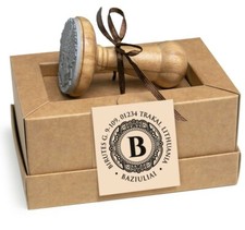 Address Stamp Monogram Decorative Ornate Border Personalized, Special Gift Box