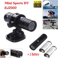 170  Mini DV Sports Camera 1080P HD Waterproof Bike Helmet Action Cam 2 Battery