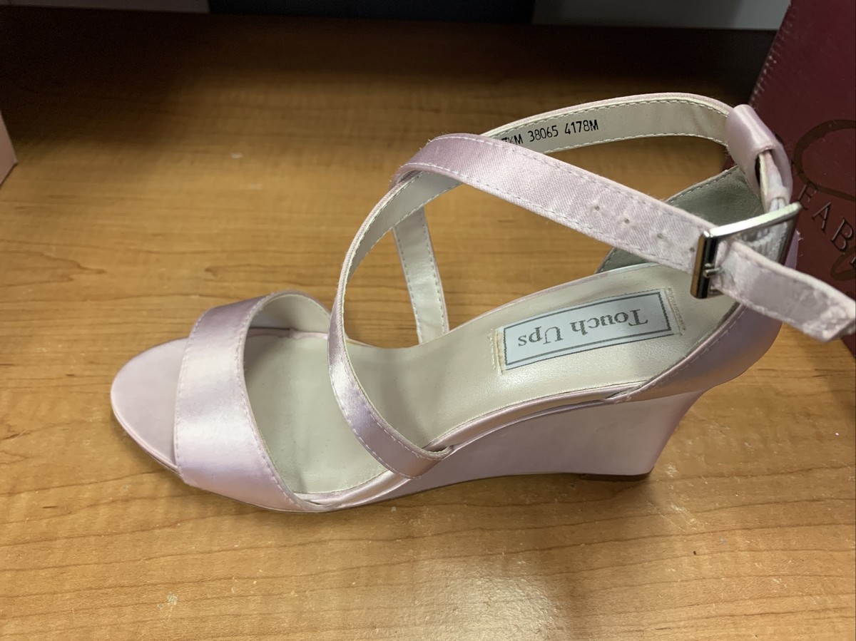 Touch Ups Womens Jenna Sandals Dusty Pink Wedge Heels Adjustable