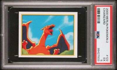 Charizard Merlin Sticker PSA 5 EX CHARIZARD DRAGON 2000 MERLIN POKEMON GRADED STICKER #122 RARE ...