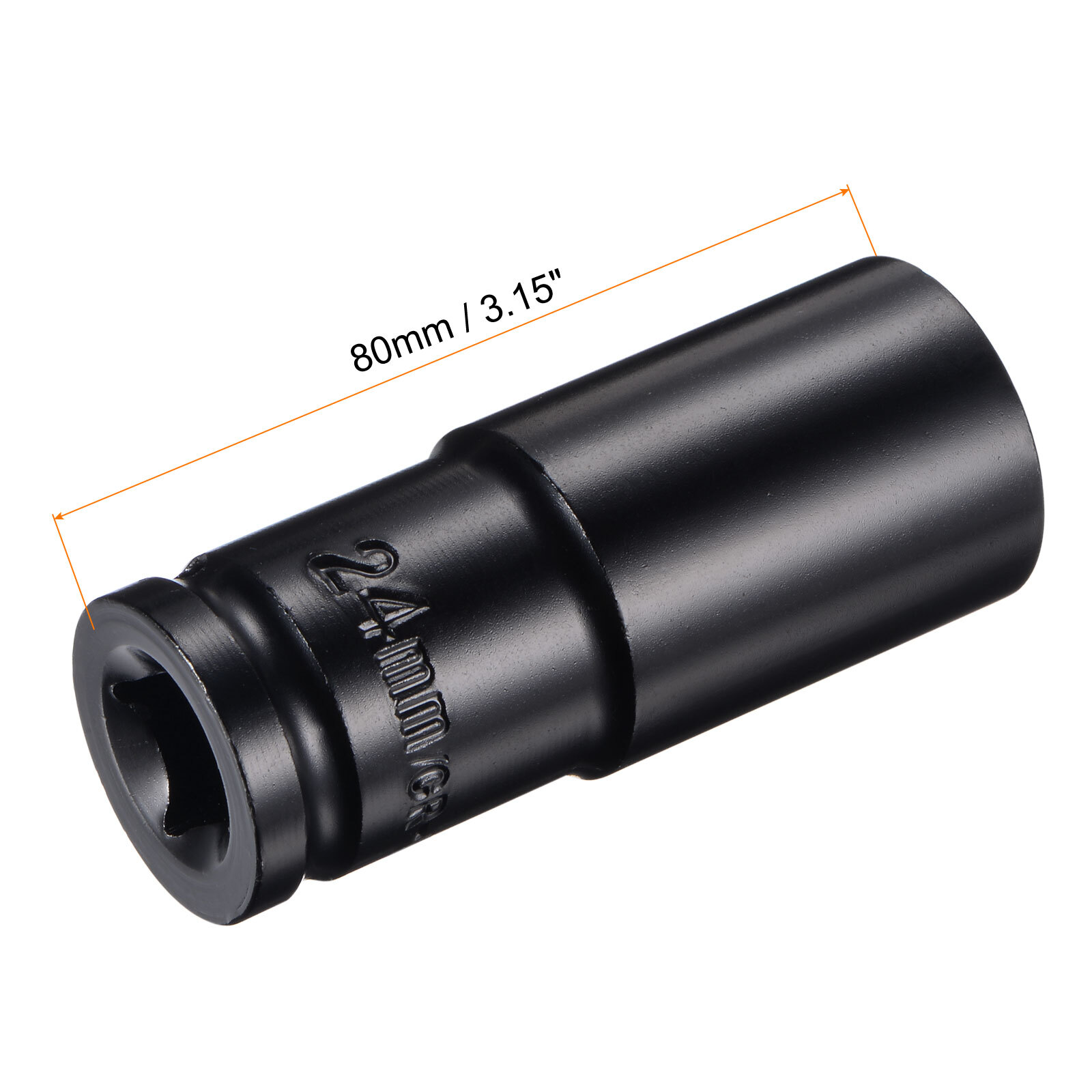 Sourcing Map Steckschlüssel 24mm 1/2 Zoll – CR-V Stahl, 6-Punkt, Extra Tief