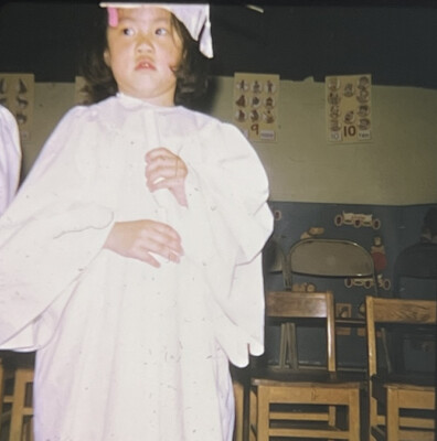 Vintage Photo Slide Girl Kindergarten Graduation 1974
