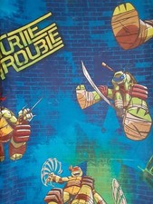Twin Bed Sheet Fitted TMNT Teenage Mutant Ninja Turtles Blue Turtle Trouble