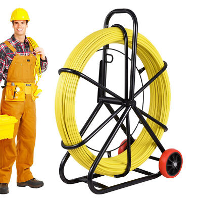New Fish Tape 8mm 150m Fiberglass Rod Cable Puller Wire Reel Rod Duct Rodder--