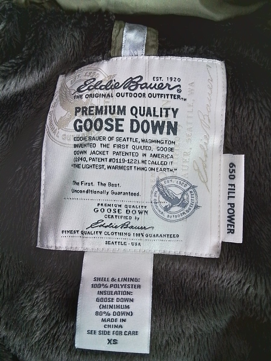 Eddie Bauer Goose Down Vest Women's XS Olive Green Hooded