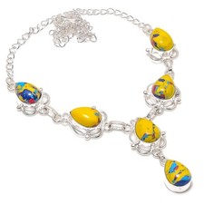 Mosatic Jasper Gemstone Handmade 925 Sterling Silver Jewelry Necklace Size 18"