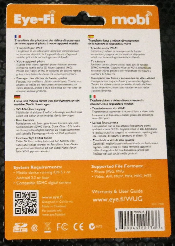 Eye-Fi Mobi Wifi 8GB SDHC CLASS 10 Memory Card for Cameras/Mobile Devices - Image 2 of 3