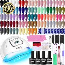 32-Color Gel Nail Polish Kit w/ UV Light Soak-Off Manicure Tools Gift for Women