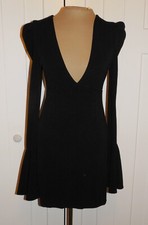 FREE PEOPLE LBD Little Black Sexy Dress Low V-Neck Poly Spandex - XS