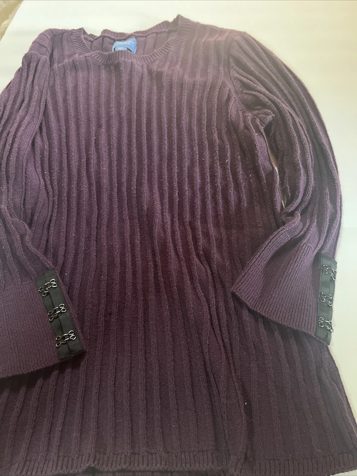 Suéter Simply Vera Wang tejido con cable de gran tamaño para mujer talla XL púrpura Foto 4 de 4