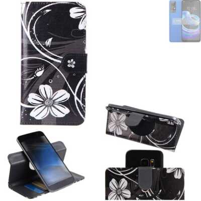 Für HTC Wildfire E3 Lite 360° Schutz Hülle Wallet Case Design Blumen