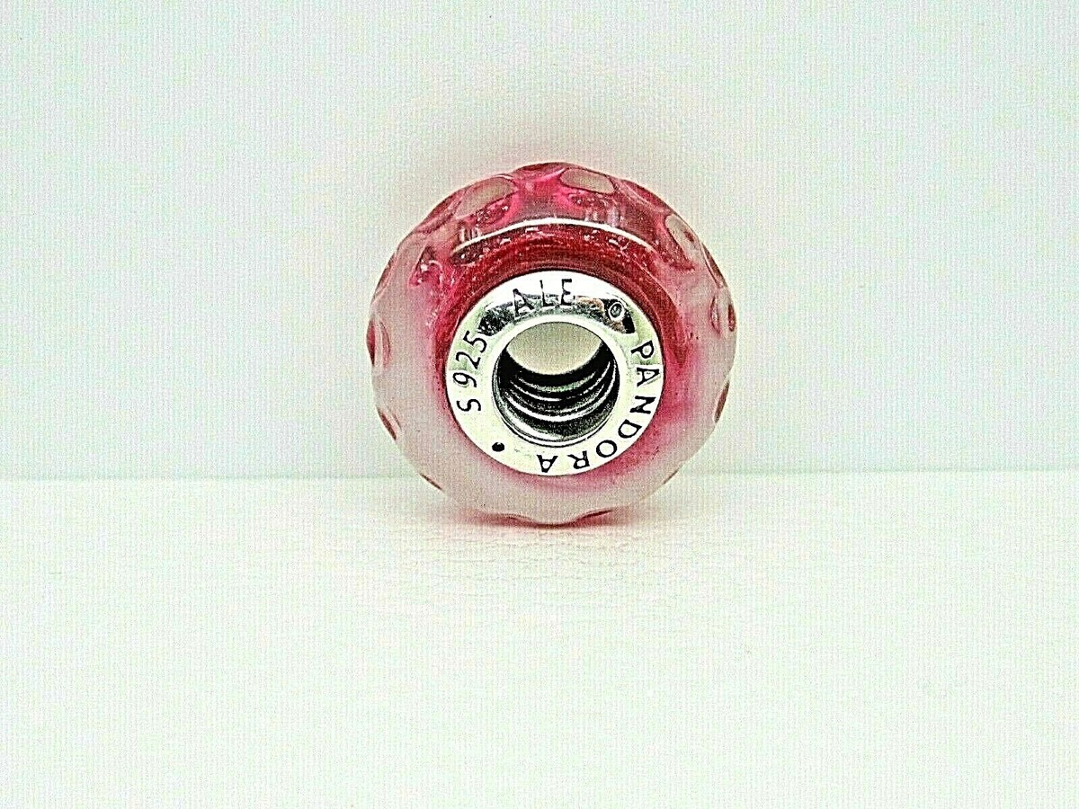 Authentic Pandora #798872C00 Wavy Fancy Pink Murano Glass Charm