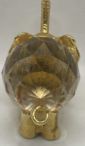 Elephant Figurine Crystal Ball Gold Tone Trunk Up Paperweight - Picture 5 of 6