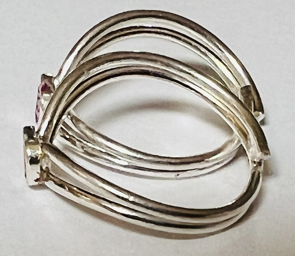 Par de anillos de dedo del pie de plata de ley 925 esmalte corazón rosa India Bichiya AJUSTABLE Foto 3 de 4