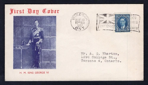 Canada 1937 FDC Cover. KGVI Coronation. 5c Mufti