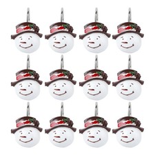 12Pcs Christmas Shower Curtain Hooks Christmas Snowman Curtain Hangers Hooks ...
