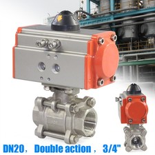 3/4" Pneumatic Air Actuated Double Acting Ball Valve Stainless-Steel 0 1000 psi