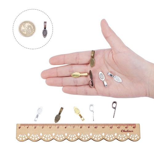 50 Pcs Platinum Plated Brass Glue-On Pad Bails - 21x6x7mm Flat Pad For Jewelry