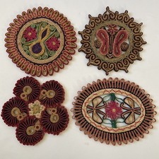 Juego de 4 soportes para macetas de rafia de ratán tejido paja de mimbre de colección Trivets mariposa floral