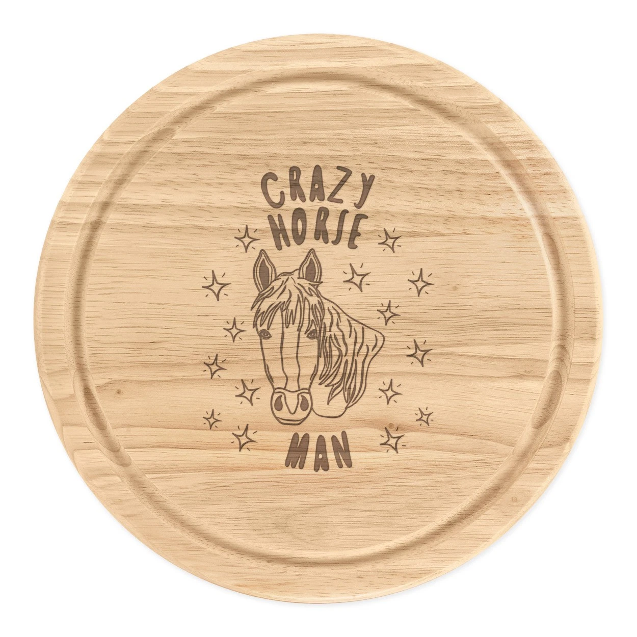 Crazy Horse Man Stars Round Chopping Cheese Board Funny Pony Animal