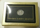 1930-P Silver Standing Liberty Quarter w/ Stone Immitading Epoxy Case