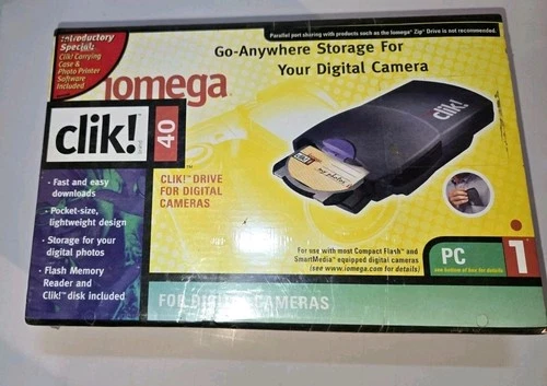 Iomega Clik 40 MB Drive Digital Cameras Docking Station Port Interface SEALED