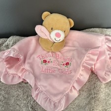 Teddy Bear Thank Heaven for Little Girls Pink Lovey Rattle Crib Security