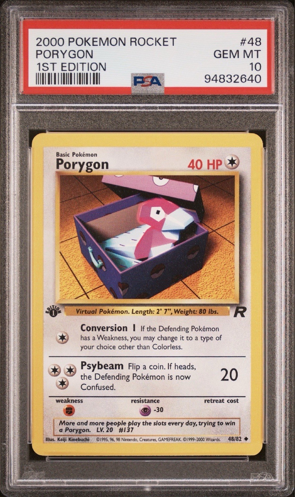 2000 Porygon 1st Edition Rocket #48 PSA 10 Pokemon