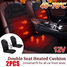 2X Car Heated Seat Cover Black/Gray Cushion Warmer Heating Warming Pad Cover 12V